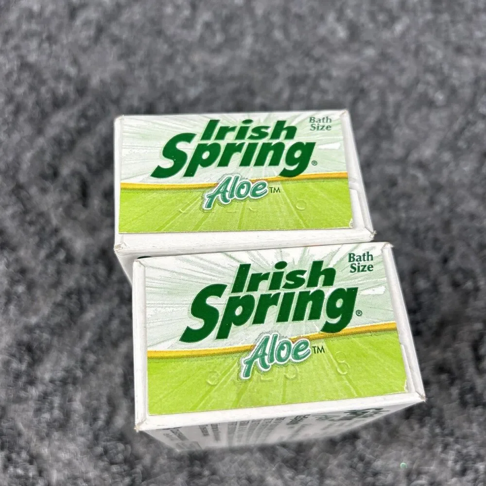 2 Vtg Irish Spring Soap Bar Deodorant Aloe 4.5 oz Made USA Shower Bath New